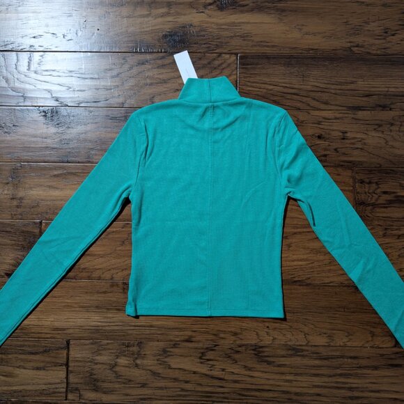 New American Eagle long sleeve baby tee mock neck green size small - Picture 12 of 14